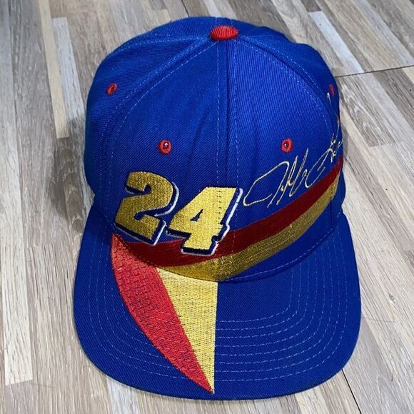 NASCAR hat vintage race Nutmeg cap 90s Blue Jeff Gordon #24 Snapback Cap color - Picture 10 of 10